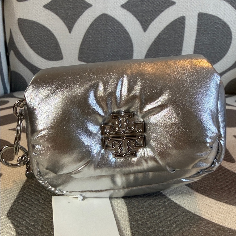 Tory Burch Silver key chain card case, bag charm